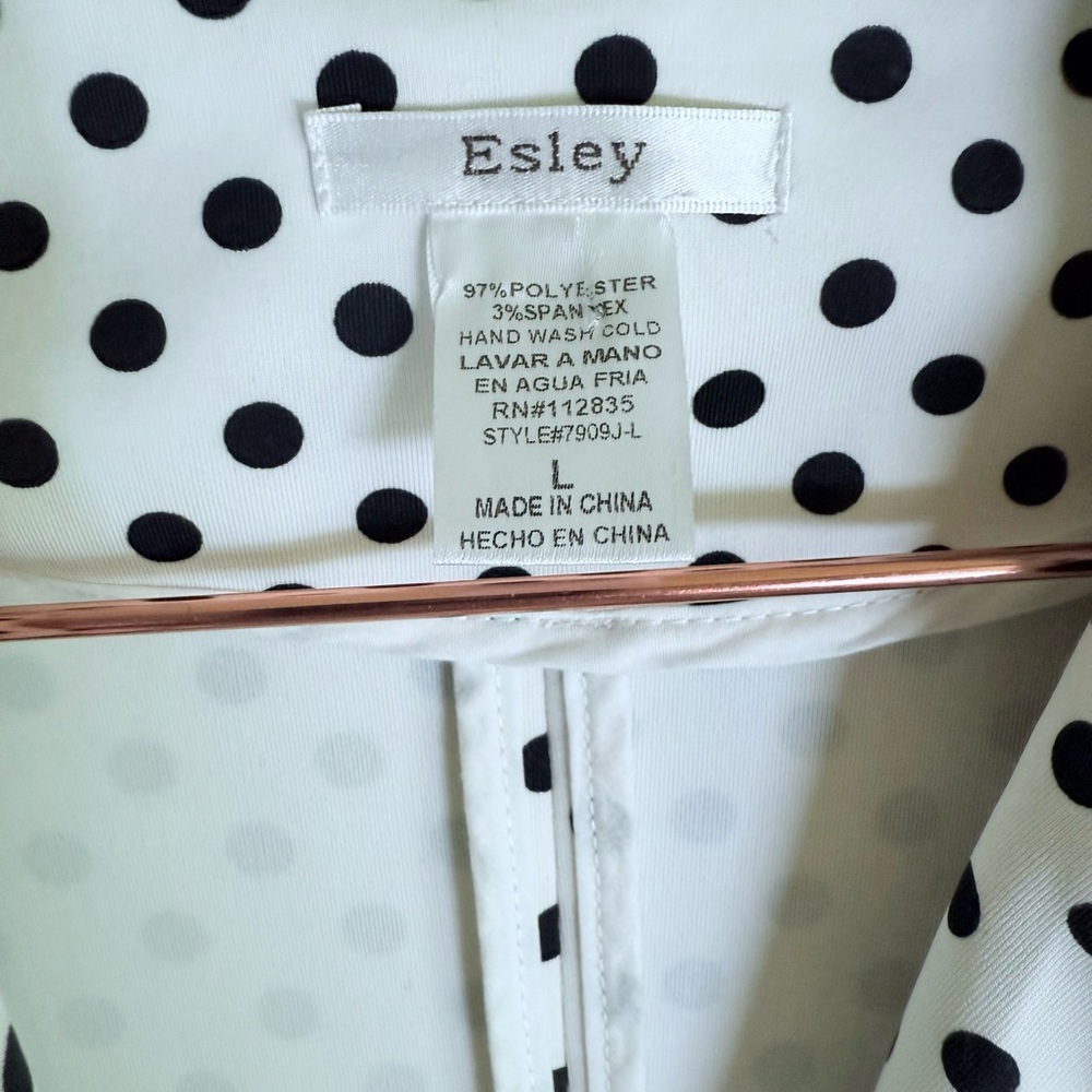 Esley Black & White Polka Dot Blazer – Size Large - Picture 2 of 5